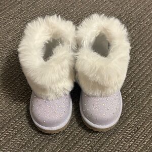Sparkly Faux Fur Rhinestone Baby Bootie